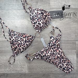 Zuobango Adjustable Triangle Leopard Bikini Size S